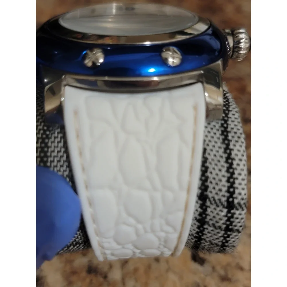 Glam Rock Watch--Miami Collection Blue White Strap 100M WORKING READ DESCRIPTION